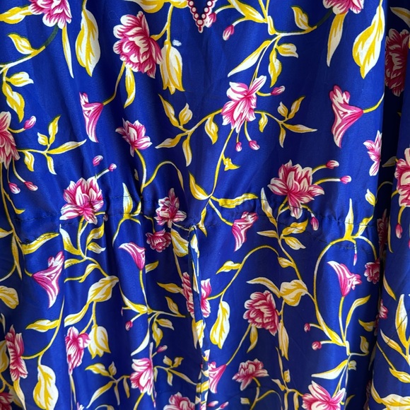 NWT ANA & ROSE BLUE/PINK/YELLOW FLORAL CAFTAN ONE SIZE - Picture 5 of 7